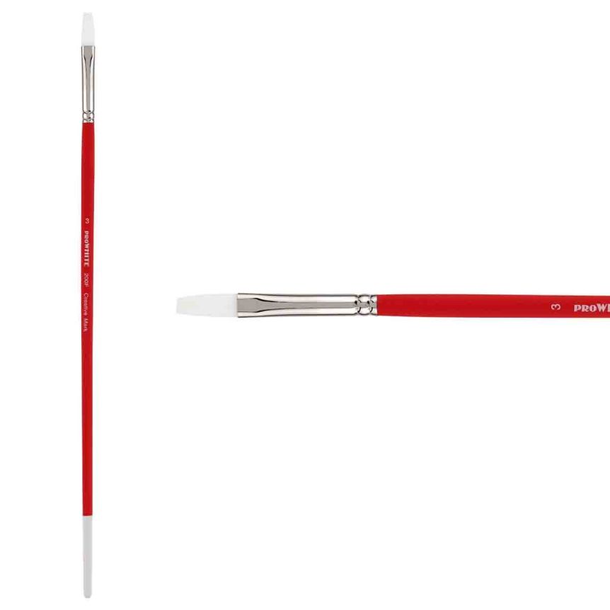 Creative Mark Pro White Soft Filament Hair Acrylic Brush Flat #3