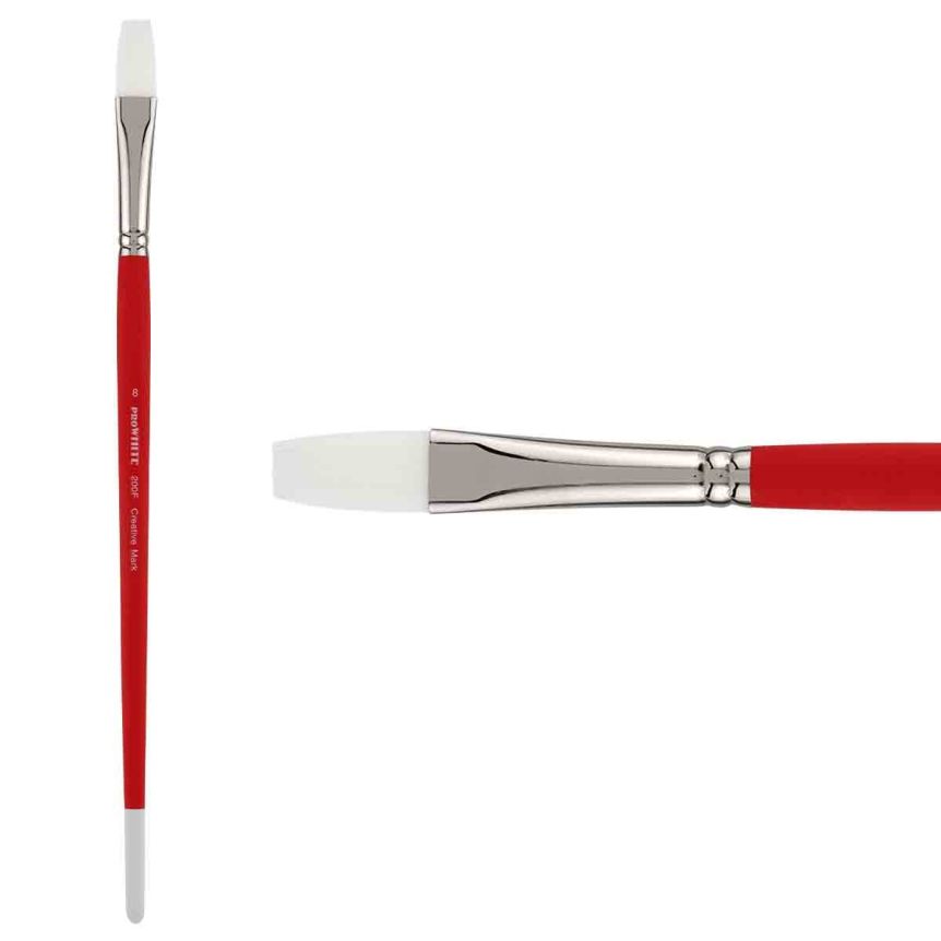 Creative Mark Pro White Soft Filament Hair Acrylic Brush Flat #8