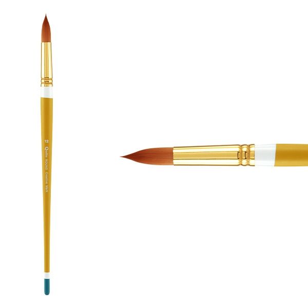 Creative Mark Qualita Golden Taklon Long Handle Brush Round #12