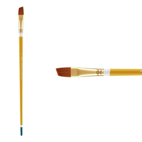 Creative Mark Qualita Golden Taklon Long Handle Brush Angular #6