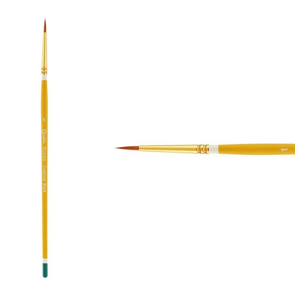 Creative Mark Qualita Golden Taklon Short Handle Brush Round #1