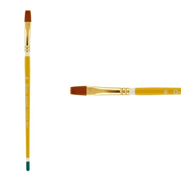 Creative Mark Qualita Golden Taklon Short Handle Brush Shader #10