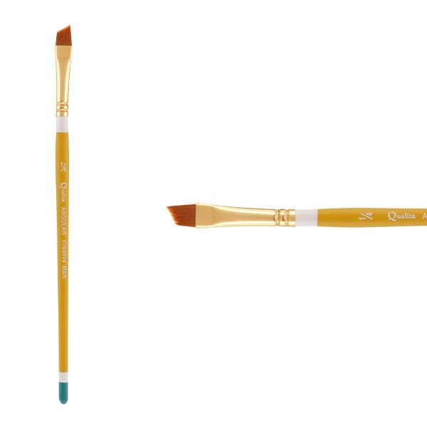 Creative Mark Qualita Golden Taklon Short Handle Brush Angular 1/4"