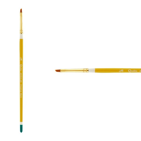 Creative Mark Qualita Golden Taklon Short Handle Brush Angular 1/8"