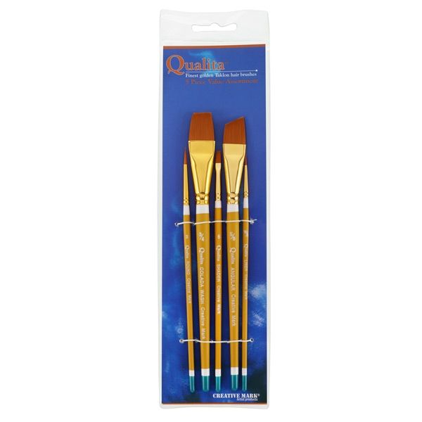 Creative Mark Qualita Golden Taklon Value Brush Short Handle Set (Set of 5)