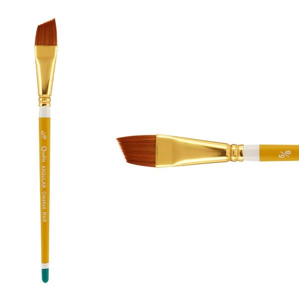 Creative Mark Qualita Golden Taklon Short Handle Brush Angular 5/8"
