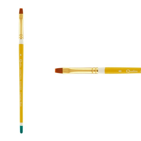 Creative Mark Qualita Golden Taklon Short Handle Brush Control Shader #8