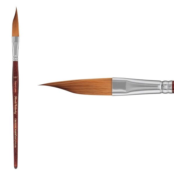 Mimik Kolinsky Synthetic Sable Short Handle Brush, Sword Liner Size 1/2"