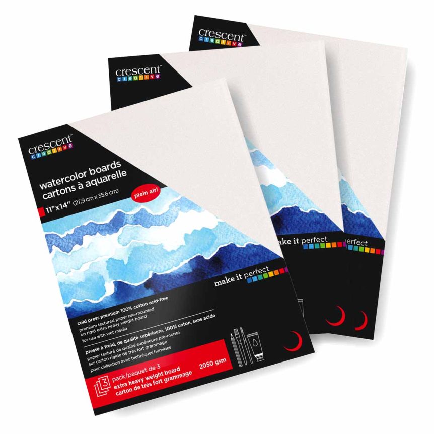 Crescent #114 Watercolor Art Board - Cold Press 11"x14" (3-Pack)