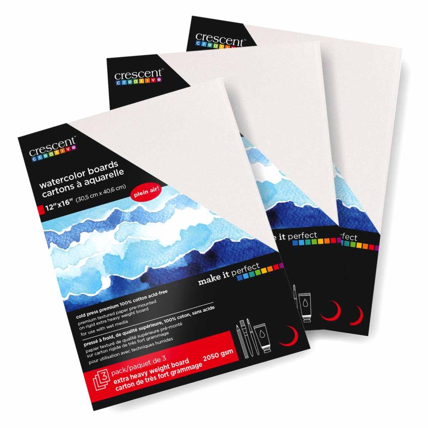 Crescent #114 Watercolor Art Board - Cold Press 12"x16" (Pack of 3)