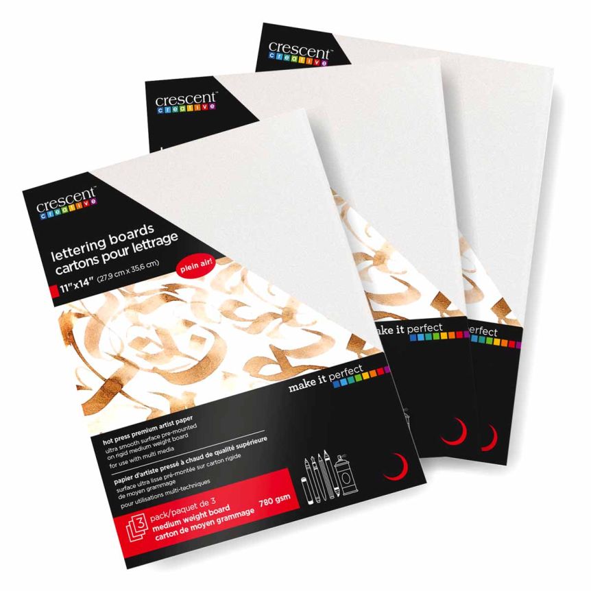 Crescent #20 Lettering Art Boards 11x14”, Hot Press (Pack of 3)
