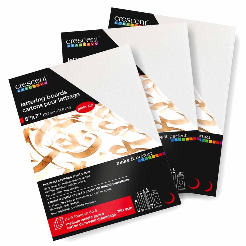 Crescent #20 Lettering Art Boards 5x7", Hot Press (Pack of 3)