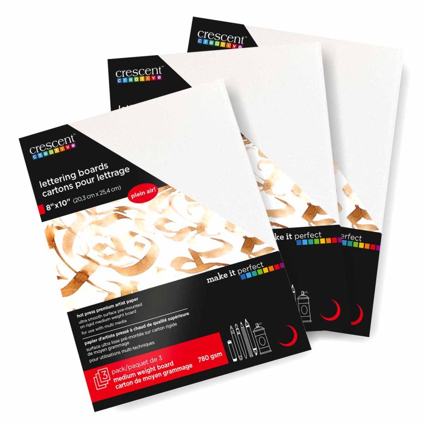 Crescent #20 Lettering Art Boards 8x10”, Hot Press (Pack of 3)