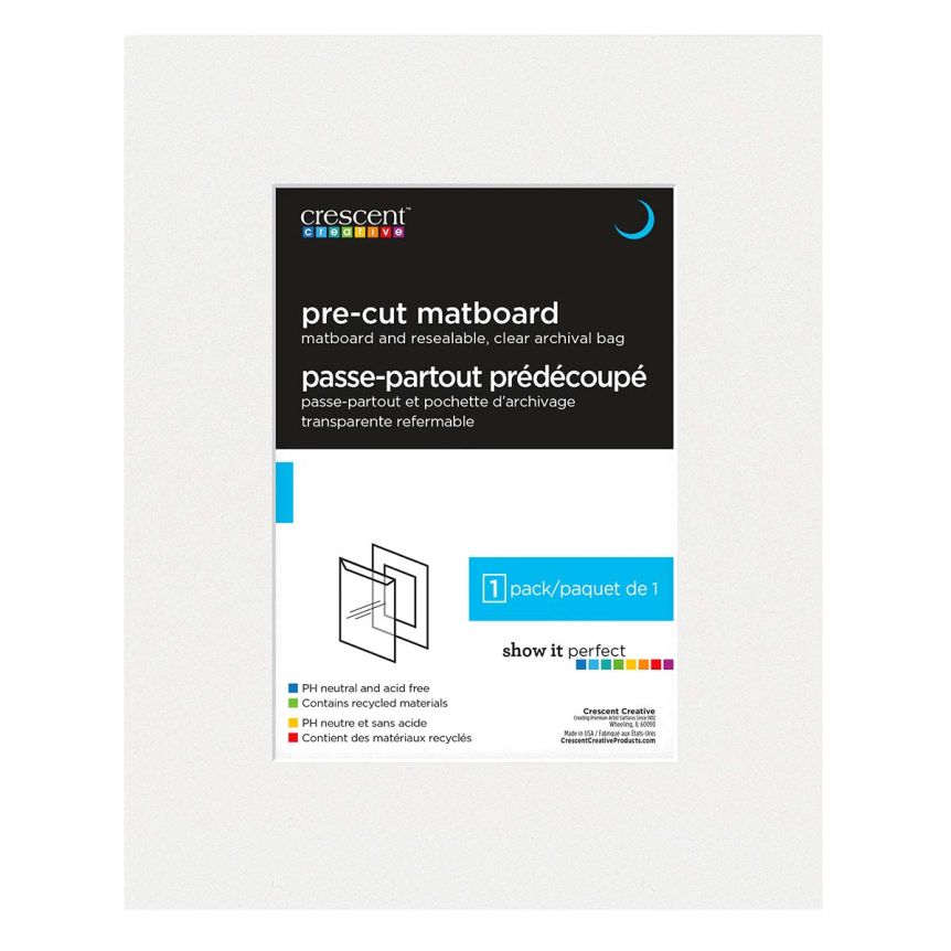 Crescent Select Pre-Cut Mat w/ Backing and Photo Bag - White 16" x 20" (11" x 14" opening)