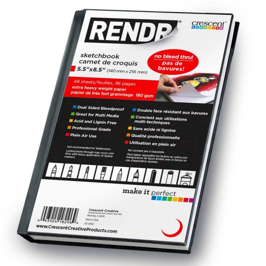 Crescent Rendr No Show Thru Hardbound Sketchbook 5.5x8.5" (48 sheets)