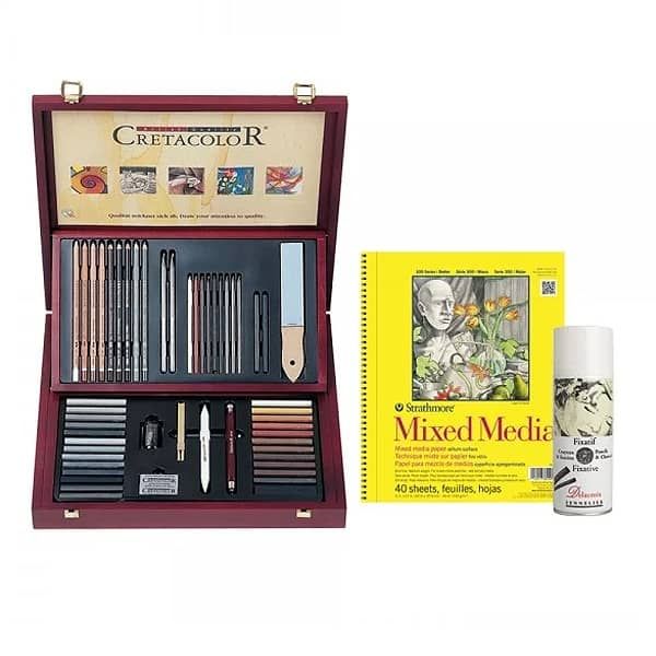 Cretacolor Professional Drawing Combo Set (Strathmore 400 Pad & Pencil and Charcoal Fixative)