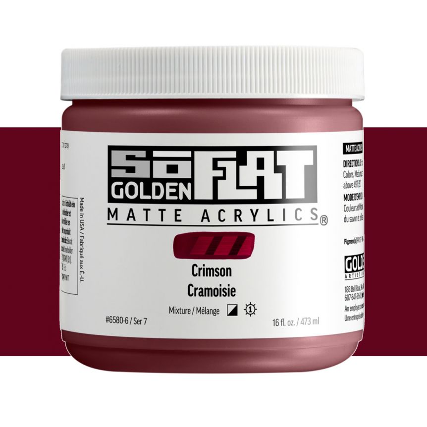 GOLDEN SoFlat Matte Acrylic - Crimson, 16oz Jar