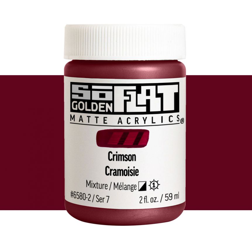 GOLDEN SoFlat Matte Acrylic - Crimson, 2oz Jar