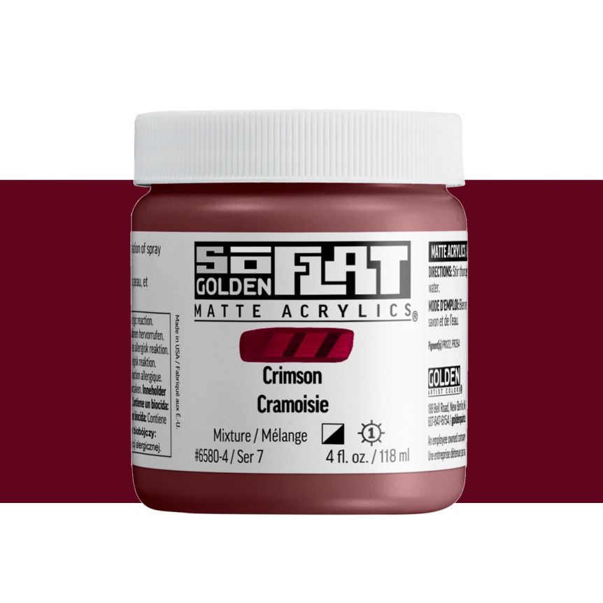 GOLDEN SoFlat Matte Acrylic - Crimson, 4oz Jar