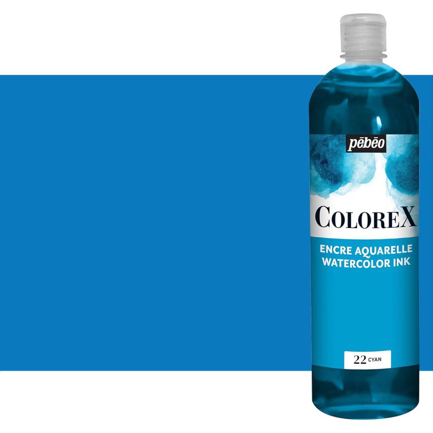 Pebeo Colorex Watercolor Ink Cyan, 1 Liter