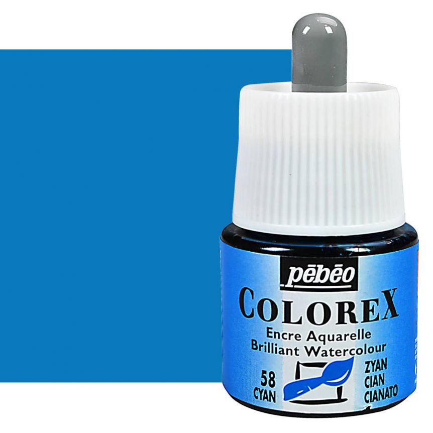 Pebeo Colorex Watercolor Ink Cyan, 45ml