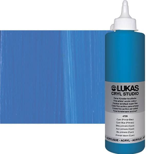Cryl Studio Acrylic Paint - Cyan Blue (Primary), 500ml Bottle