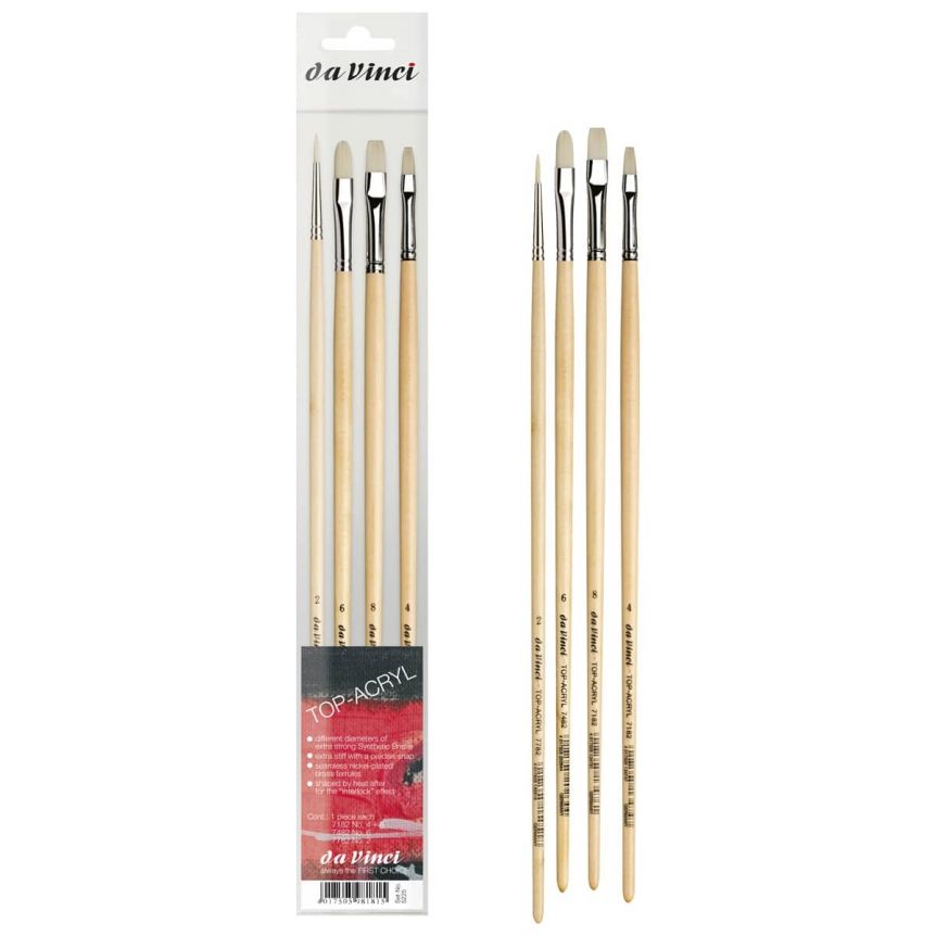 Da Vinci Top Acryl Synthetic Long Handle Sampler Brush Set of 4
