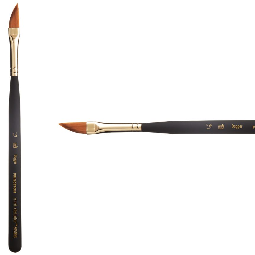 Princeton Mini-Detailer Series 3050 Synthetic Brush - Dagger Striper, Mini Handle, Size 1/4”