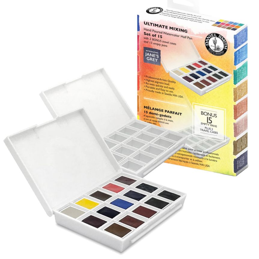 MEEDEN Empty Watercolor Tin Palette, Medium Travel Metal Paint Box with 26  Pcs Half Pans Tin with half pans (26)