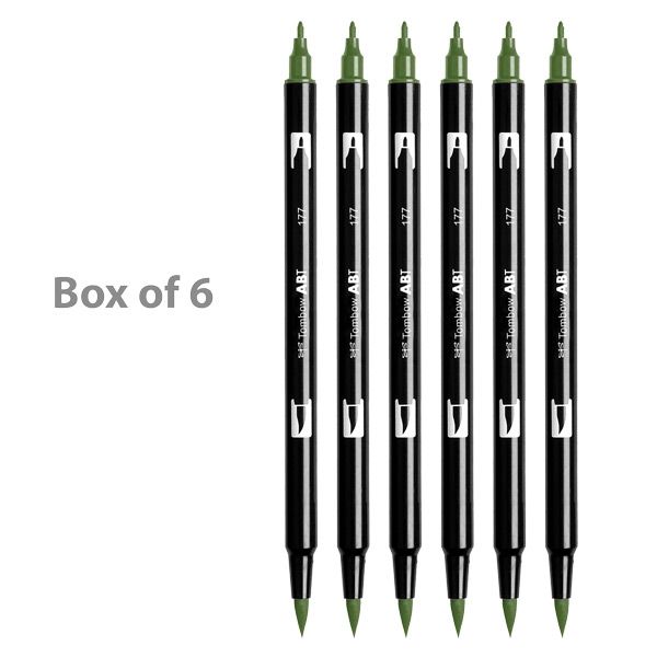 Tombow Dual Brush Pens Box of 6 Dark Jade