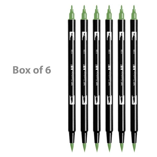 Tombow Dual Brush Pens Box of 6 Dark Olive
