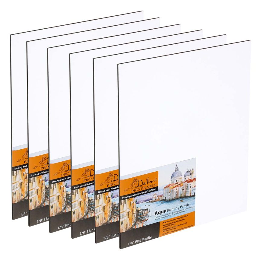 Da Vinci Aqua Pro Medium Texture Watercolor Panel - 1/8" Deep, 8"x10" (Box of 6)
