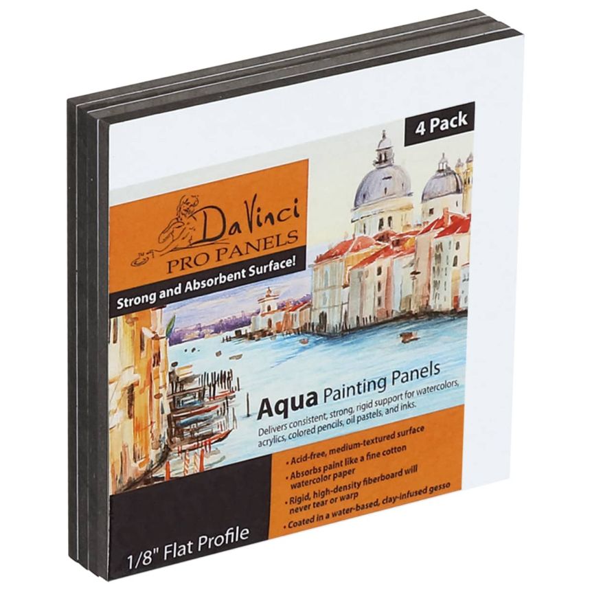 Da Vinci Aqua Pro Medium Texture Watercolor Panel - 1/8" Deep, 5"x5" (Box of 4)