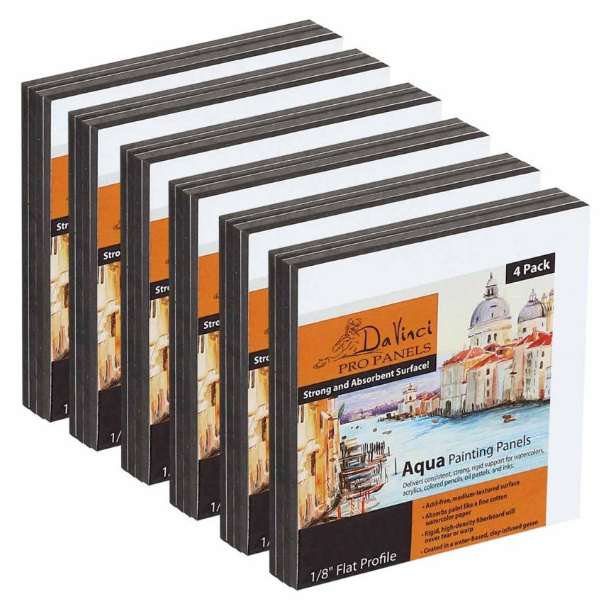 Da Vinci Aqua Pro Medium Texture Watercolor Panel - 1/8" Deep, 6"x6" (Box of 24)