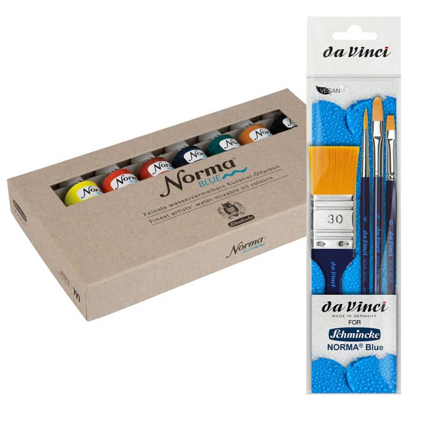 Nova Blue 4-Brush Set + Norma Blue
Water Soluble Oil Color Set of 8 (35ml)