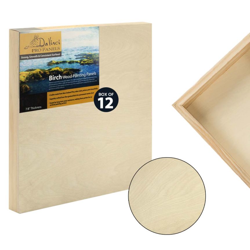 Da Vinci Pro Birch Wood Panel 4"x4", 7/8" Deep (Box of 12)