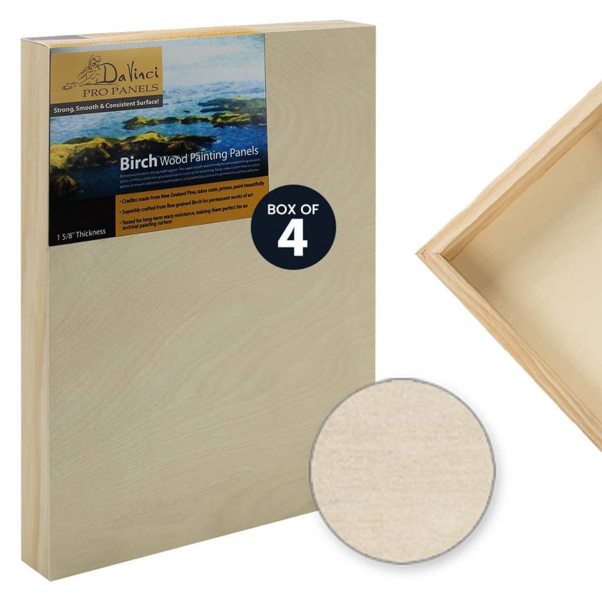 Box of 4 DaVinci Pro Panel 1-5/8in Deep Birch Wood - 24X30