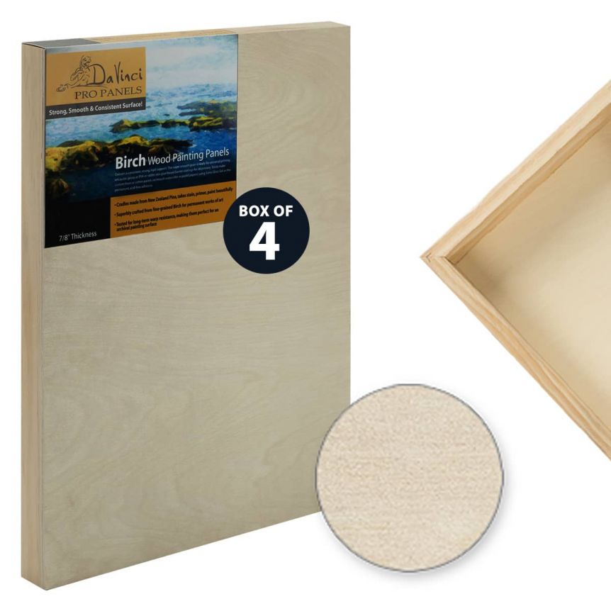 Da Vinci Pro Birch Wood Painting 7/8" Panel (Pack of 4) 18x24"