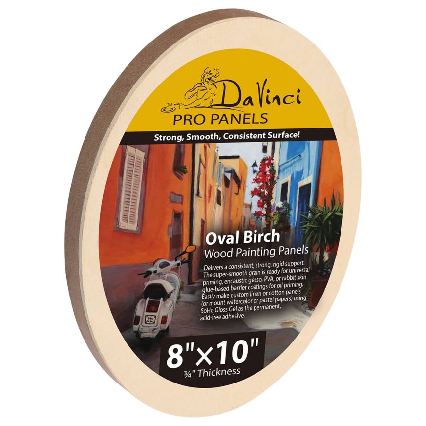 Da Vinci Pro Birch Wood Panel - Oval 8" x 10", 3/4" Deep  