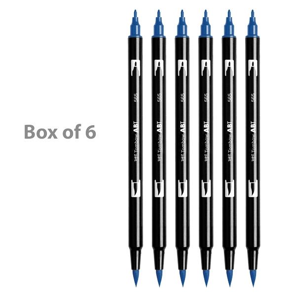 Tombow Dual Brush Pens Box of 6 Deep Blue