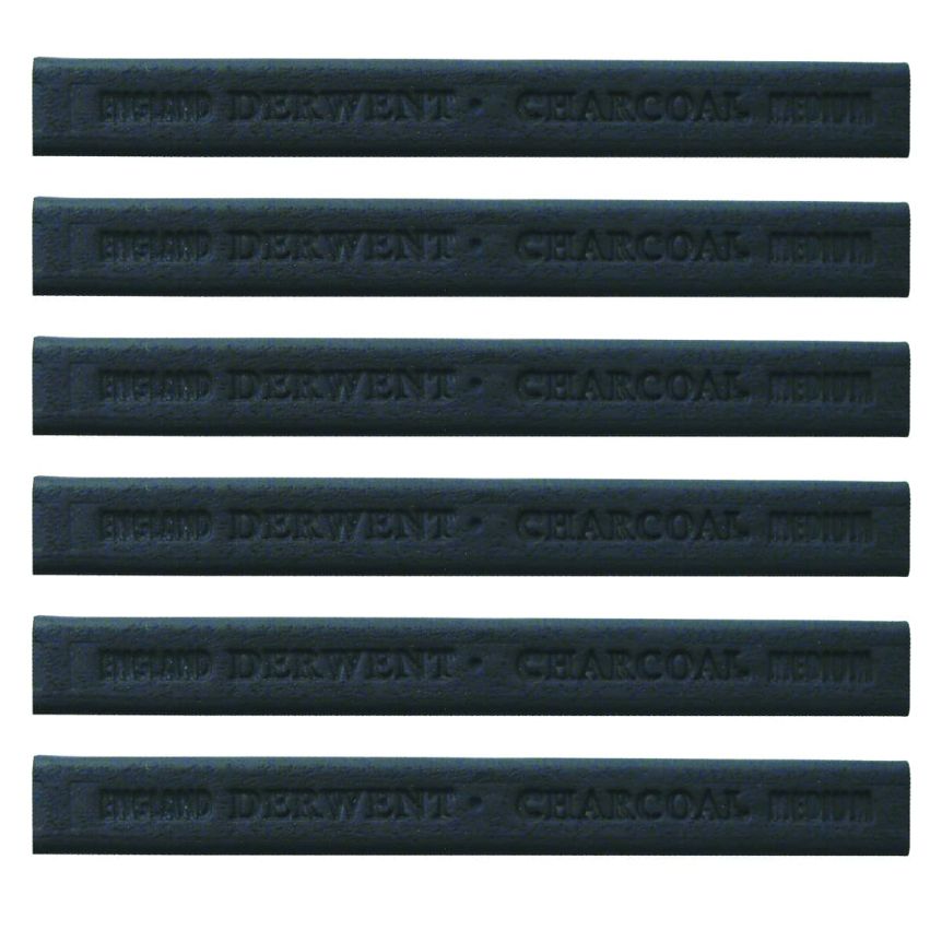 Derwent Compressed Charcoal Stick Individual - Medium (Box of 6)