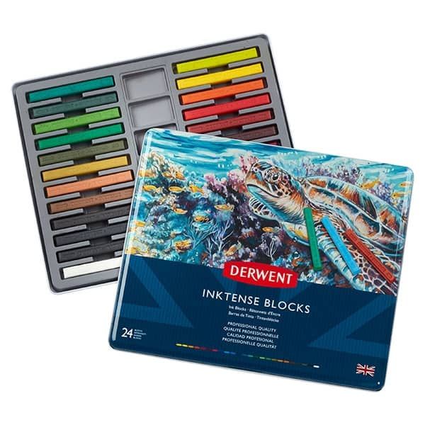 Derwent Inktense Blocks Tin Set of 24 - Assorted Colors