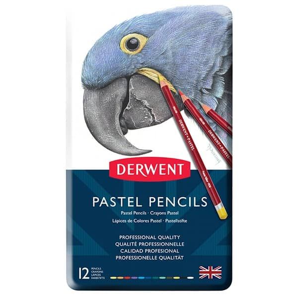 Derwent Pastel Pencils Tin Set of 12 - Assorted Colors