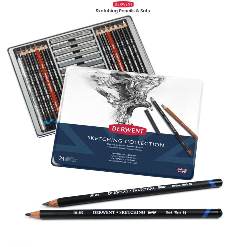 Derwent Graphic Soft Sketching Pencils 12 Tin Pack