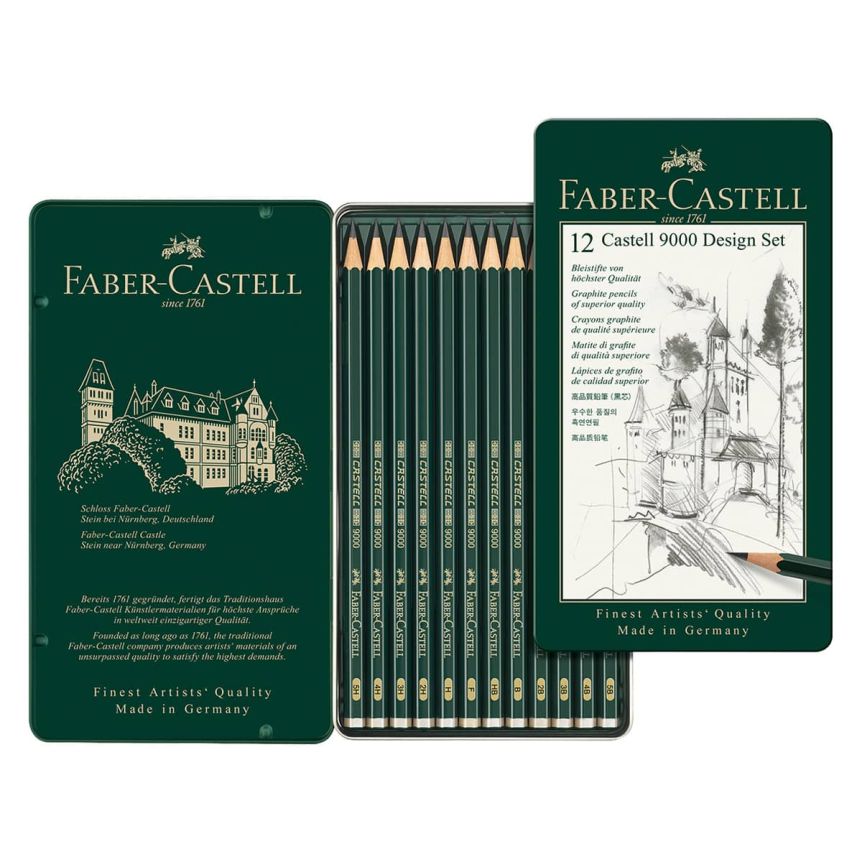 Faber-Castell 9000 Graphite Pencil Design Tin 5B-5H (Set of 12)