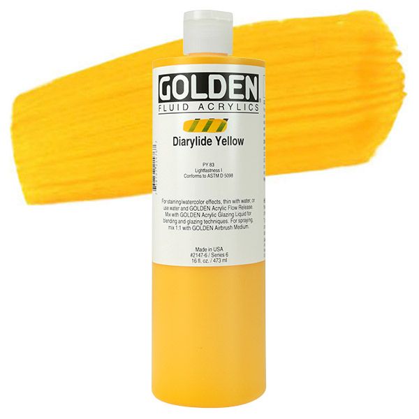 GOLDEN Fluid Acrylics Diarylide Yellow 16 oz Jerry's Artarama