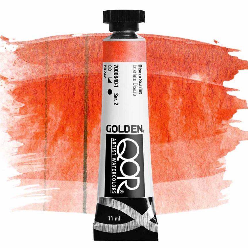 QoR Watercolor Paint - Disazo Scarlet, 11ml Tube