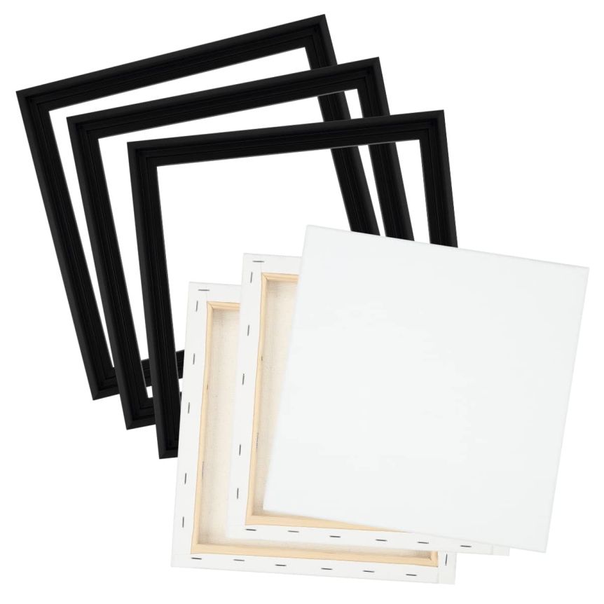 DUO Cardinali Black Floater Frame/Practica Canvas 3pk, 12"x12"