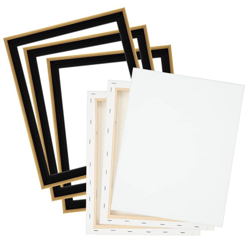 DUO Cardinali Antique Gold/Black Floater Frame/Practica Canvas 3pk, 11"x14"