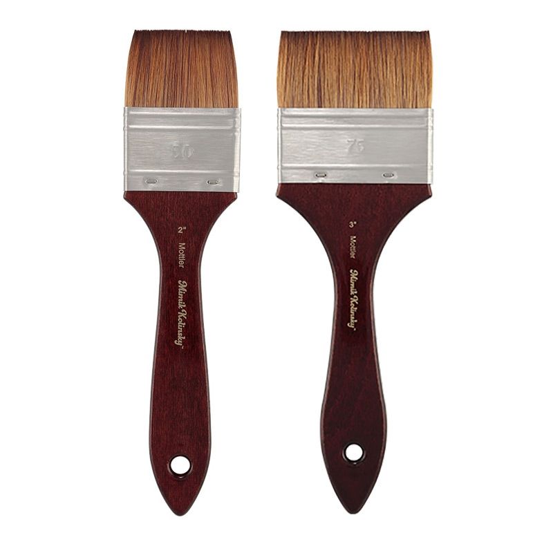 Mimik Kolinsky Synthetic Sable Short Handle Brush, Mottler Duo Set 2" & 3"